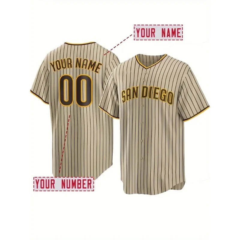 Embroidery Uniforms - Benutzerdefinierter Name und Nummer Herren-Baseball-Trikot mit