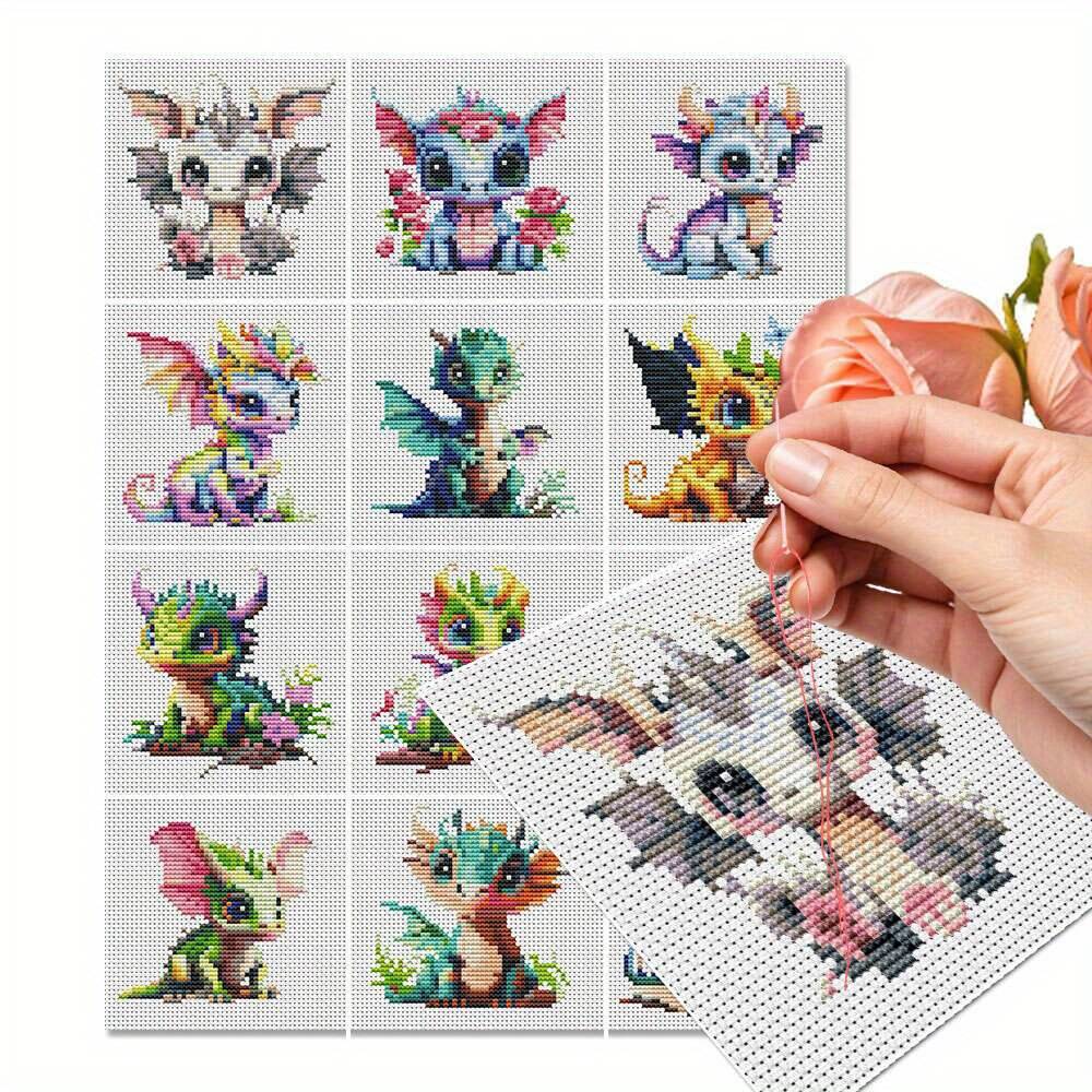 Embroidery Vs Cross Stitch - 12Pcs Drachen Kreuz Stich 11CT Gedruckt
