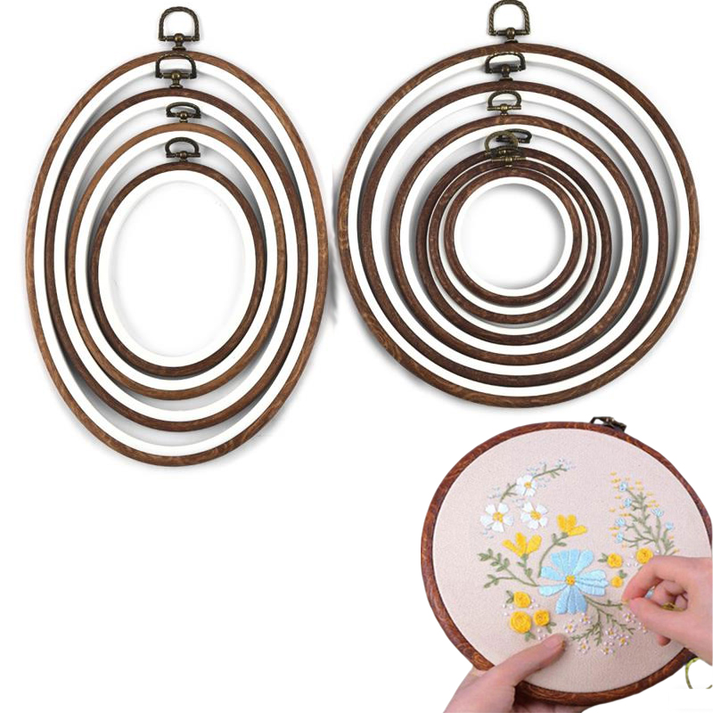 Embroidery Hoop Plastic - 10PCS Nähen Werkzeug Runde Oval Nachahmung