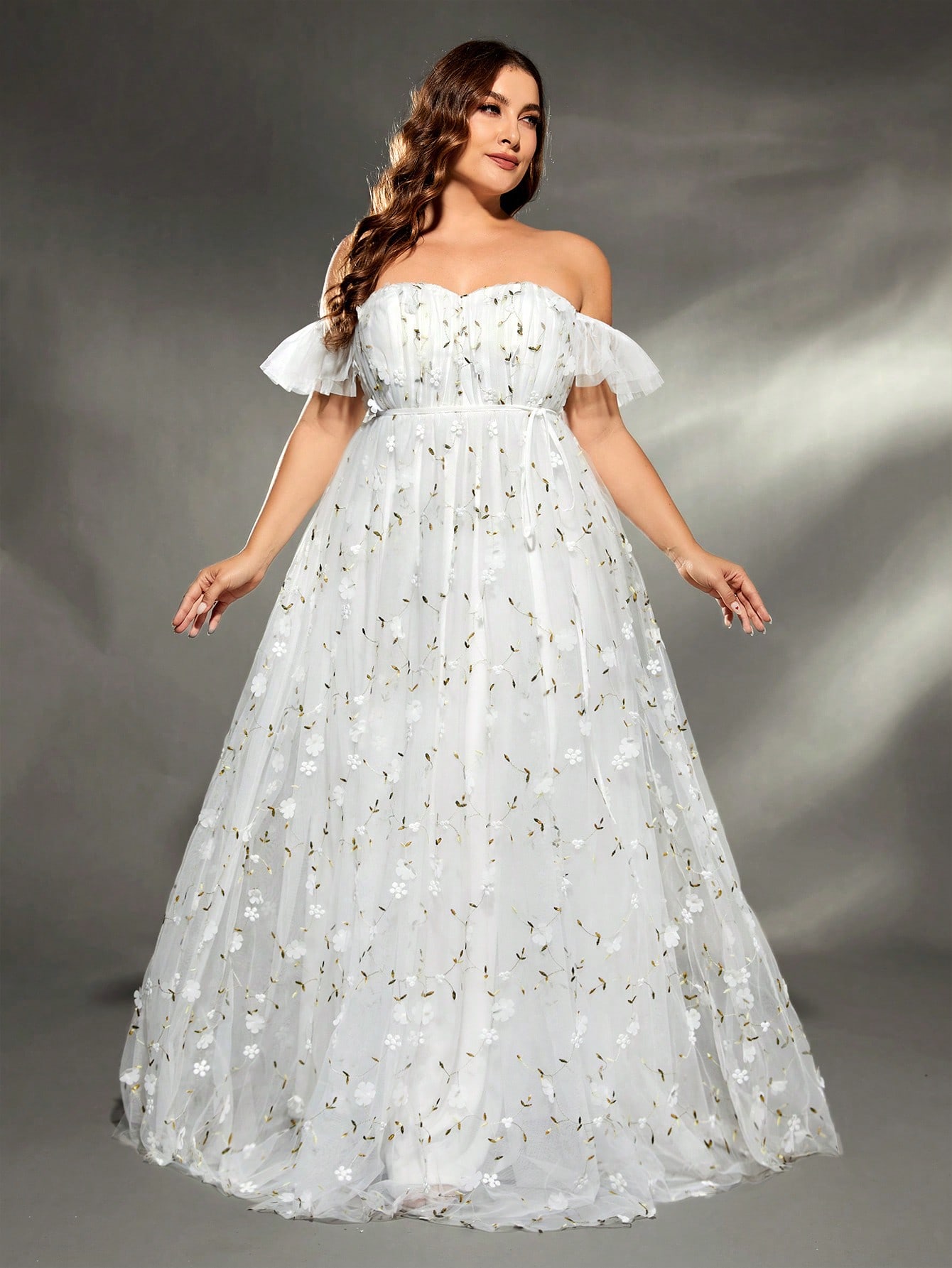 Embroidery Web - Mgiacy Plus Size Line Kragen dreidimensional