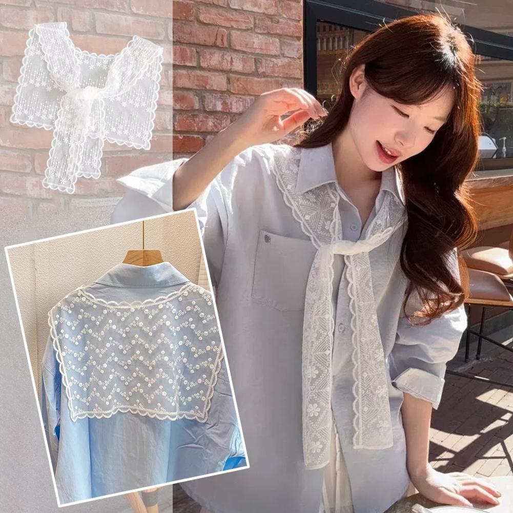 Embroidery Uniforms - Französischer Spitzen-Schal für Damen, eleganter, ausgehöhlter