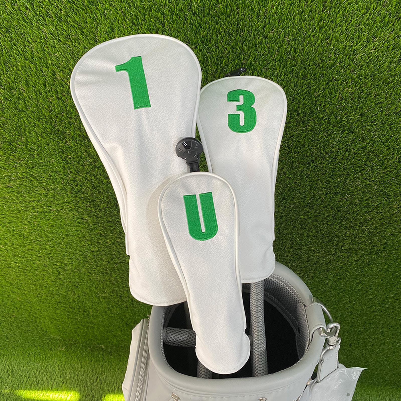 Embroidery Water - Nummerierte Golf-Schlägerkopfhüllen mit Elastikbändern, Wasserabweisendes Leder,