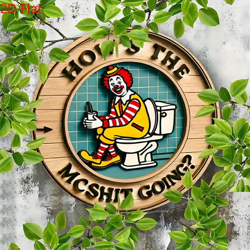 Embroidery Water - Vintage Clown-Metallschild, 7,8 Zoll, rundes Eisen-Wandkunstwerk