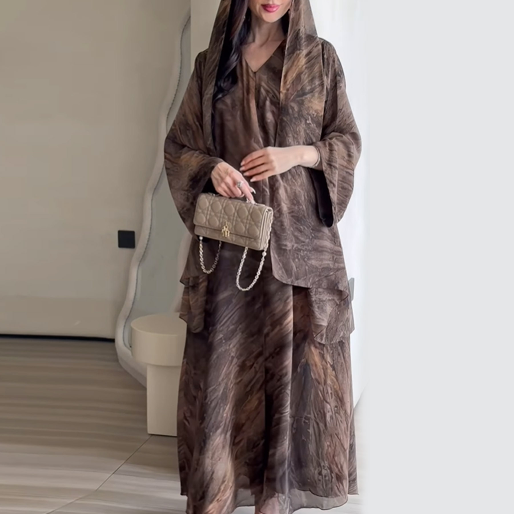 Embroidery Arabic - Schal Damenkleid Abaya Cardigan Muslimische Jalabiya