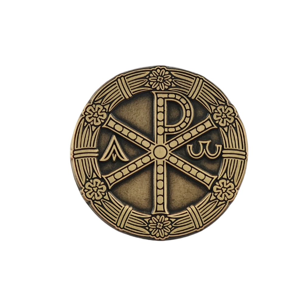 Embroidery Alpha - Christliche Chi-Rho-Brosche Gold Konstantin-Kreuz Labarum Anstecknadel