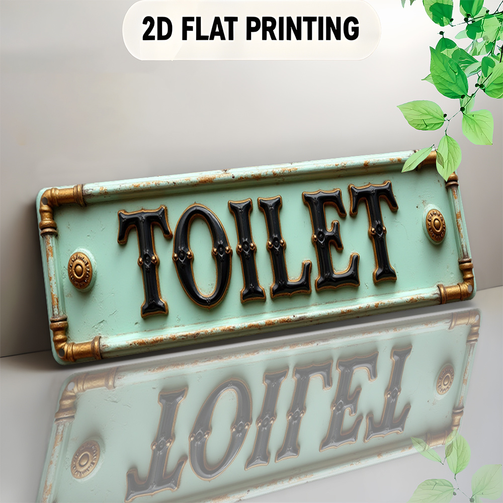 Embroidery Water - 2D-Toilettenschild „Flat, Vintage“ – Bold Black