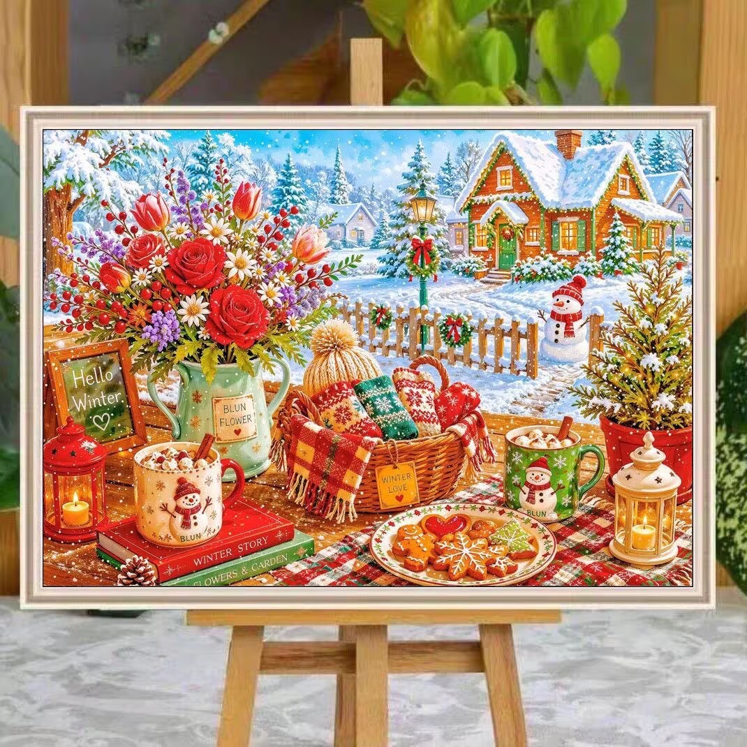 Embroidery Vs Cross Stitch - 9CT 14ct Winter-Motiv-Kreuzstich-Stickerei-Sets DIY Handarbeits-Set mit