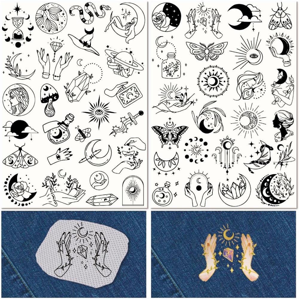 Embroidery Water - 51 Stück Boho Mond Sonne wasserlösliche