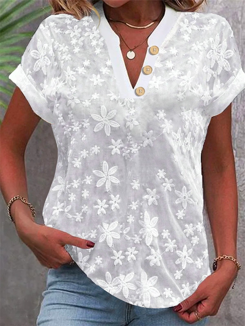 Sommer Frauen Weiße Blumen Sti – Embroidery Uniforms Bewertung und Preis