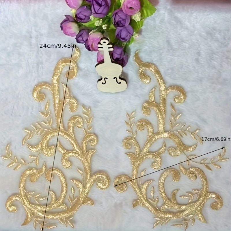 2 Paar goldene Spitzenstoff-Bl – Embroidery Web Bewertung und Preis