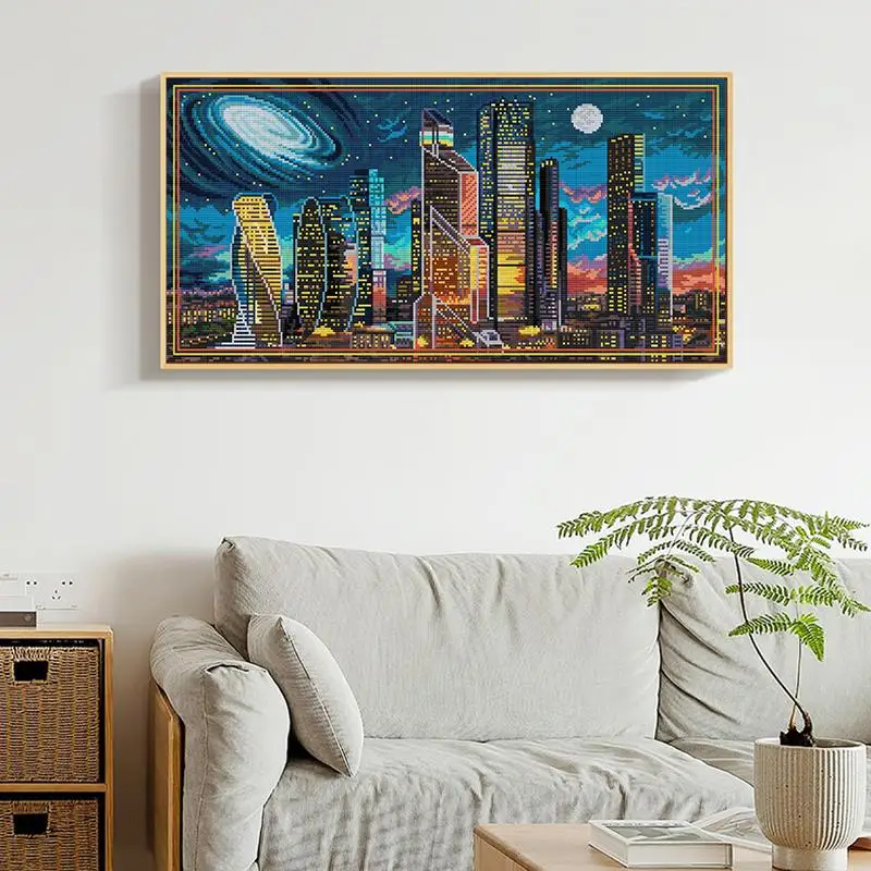 Stadt Nacht Szene Künstlerisch – Embroidery Artist Bewertung und Preis