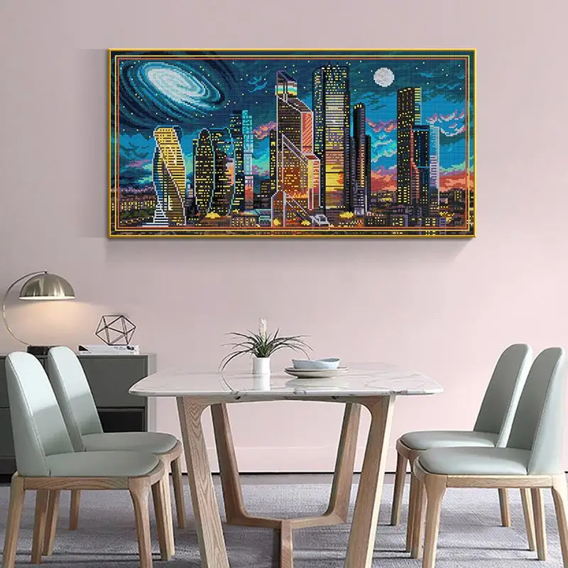 Stadt Nacht Szene Künstlerisch – Embroidery Artist Bewertung und Preis